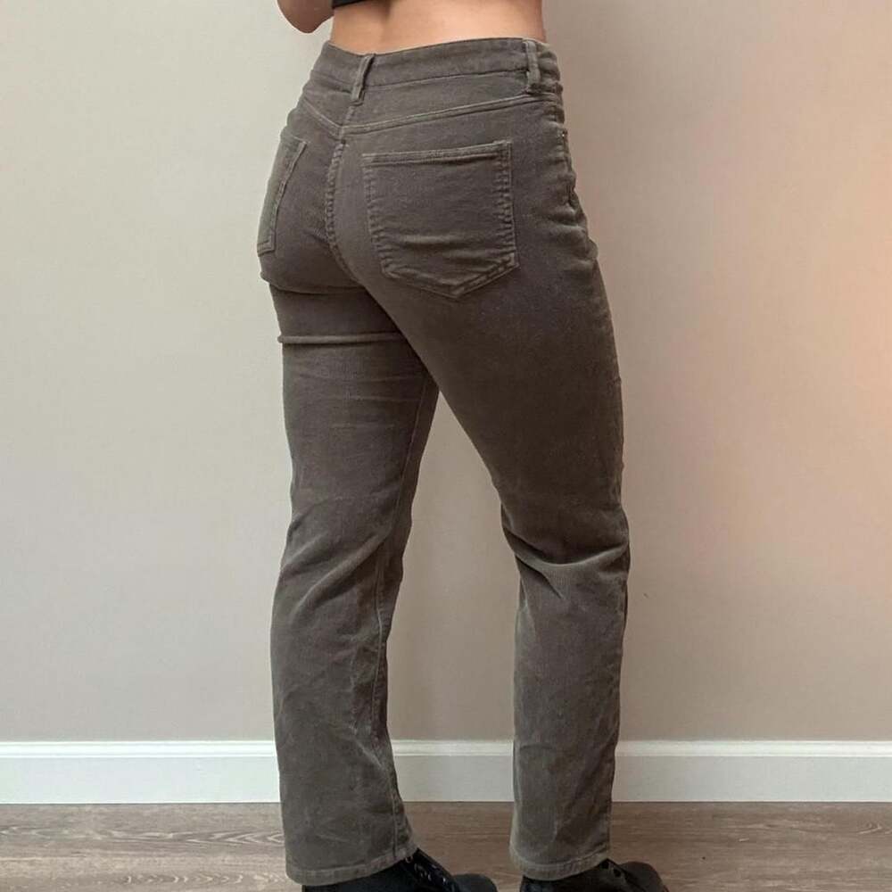 Quince Organic Stretch Corduroy Straight Leg Pants Size 4 Seaweed